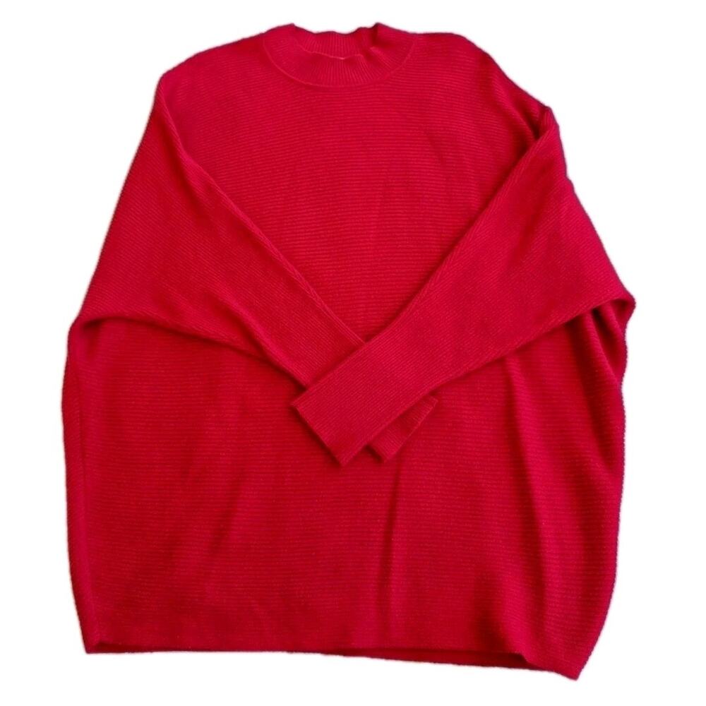 Philosophy Women's Large Sweater Mock Neck Red Dolman Sleeves Soft Comfy